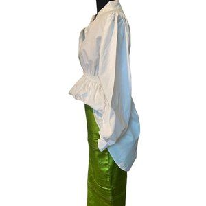 NEW - Green Metallic Bodycon Midi Skirt